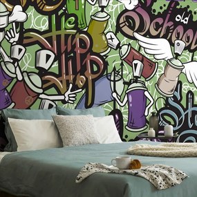 Самозалепващ тапет – Весел street art в зелено