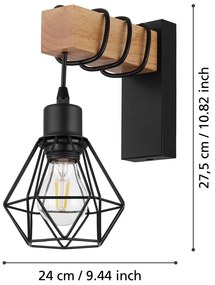 Стенна лампа в черен и естествен цвят TOWNSHEND 5 – EGLO