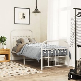 376658 vidaXL Метална рамка за легло с горна и долна табла, бяла, 80x200 см