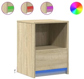 852023 vidaXL Нощно шкафче с LED осветление, дъб сонома, инженерно дърво