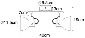 Индустриален прожектор черен с дърво наклонен 2-светлина - Tommy
