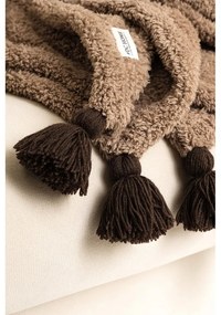 Кафява микро плюшена покривка за двойно легло 200x220 cm Pufffy - Mijolnir