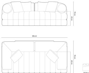 Сиво-бежов сгъваем диван от прежда с примки от букле 206 cm Kemi – Cosmopolitan Design