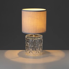 Светлосива стъклена настолна лампа с текстилен абажур (височина 29 см) - Casa Selección