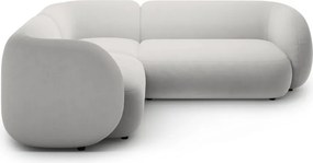 Светлосив кадифен ъглов диван (ляв ъгъл/L форма) Kate – Micadoni