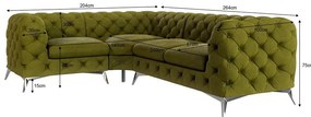 Зелен кадифен ъглов диван (ляв ъгъл/L форма) Chelsea – Ropez