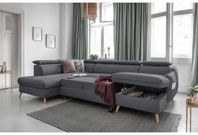 Тъмно сив U-образен разтегателен диван, ляв ъгъл Sweet Harmony - Miuform