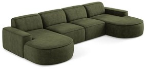 Зелен шенилов ъглов диван (U форма) Omao – Makamii