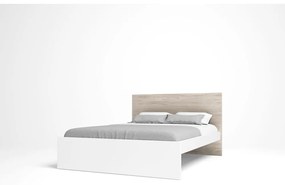 Бяло/естествено дъбово двойно легло 140x190 cm Sahara - Marckeric