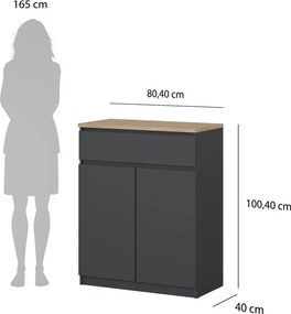 Тъмносив скрин 80x100x40 cm Naia – Tvilum