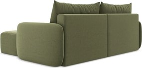 Зелен кадифен сгъваем/с място за съхранение ъглов диван (десен ъгъл) Kalena – Makamii