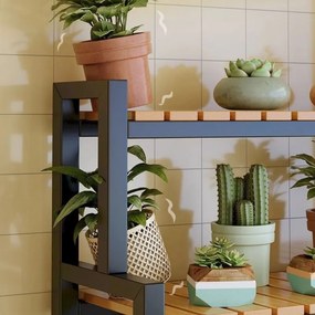 Метална стойка за растения 3-етажен рафт за цветя в тавански стил 95 см