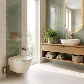 Комплект Конзолна WC Чиния Focus + Умивалник за Плот Rea Focus Creme