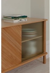 Витрина от масивен дъб с плъзгащи се врати в естествен цвят 135x73,5x48 cm Italic – UMAGE