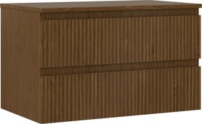 Mexen Rivel шкаф за баня под умивалник 80 см с плот, 2 чекмеджета, рифелован, орех - 91A20-08047-2-BFFC86