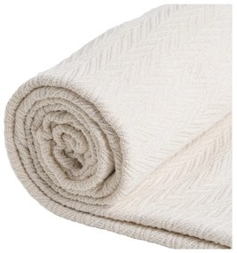 Кремаво покривало за легло от рециклиран памук 180x260 cm Spike – Ixia