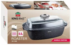 Ростер за фурна и котлон Kinghoff KH 1608, 5.5 литра, Капак с дозатор, Мраморно покритие, Индукция, Черен
