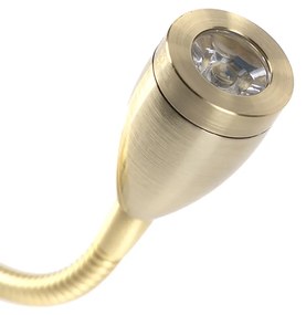 Стенна лампа златиста с USB и бял абажур 18 см - Brescia Combi