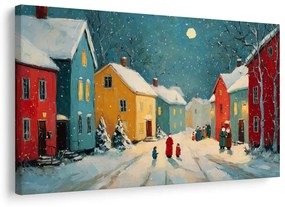 Картина на платно – Коледна улица през нощта