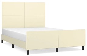3125453 vidaXL Рамка за легло с табла, кремава, 140x200 см, изкуствена кожа