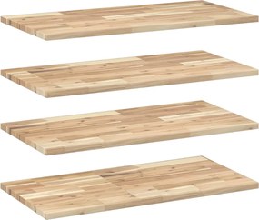3279394 vidaXL Плаващи рафтове 4 бр 60x40x2 см необработено дърво акация масив