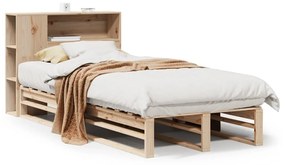 3323908 vidaXL Легло с етажерка за книги, без матрак, 90x190 см, дърво масив