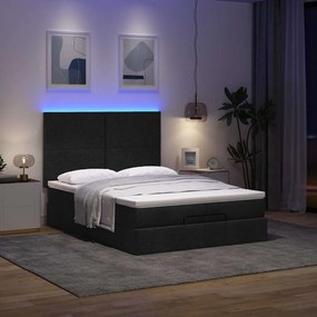 3313929 vidaXL Османска легло с матрак и LED, черно, 140x200 см, плат
