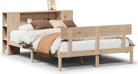 3321766 vidaXL Легло с етажерка за книги, без матрак, 120x190 см, бор масив