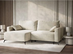 Кремав шенилов сгъваем/с място за съхранение ъглов диван (ляв ъгъл) Leon – Maison de Rêve