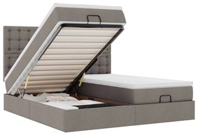 3314580 vidaXL Османска легло с матраци и LED, таупе, 160x200 см, плат