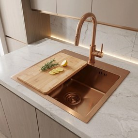 Стоманена мивка с комплект аксесоари 3 бр. REA Leo 40 Brush Copper