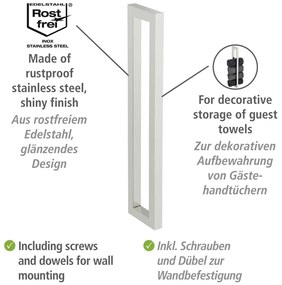 Държач за кърпи от неръждаема стомана, монтиран на стената Reitani - Wenko
