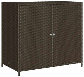 365544 vidaXL Градински шкаф за съхранение, кафяв, 83x45x76 см, полиратан