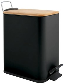 Матово черно стоманено кошче за боклук с педал 5 l Erik – Spirella