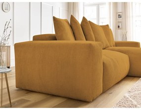 Сгъваем/с място за съхранение ъглов диван от рипсено кадифе в цвят горчица Voltaire – Bobochic Paris