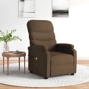 3073698 vidaXL Електрически масажен стол, кафяв, текстил