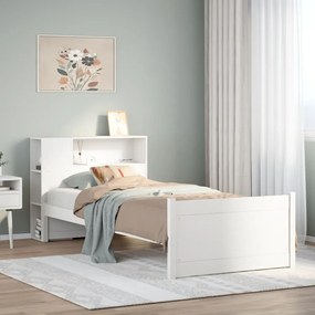 3322452 vidaXL Легло с етажерка за книги, без матрак, 90x200 см, бор масив