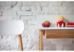 Бяло бюро с основа от ясенова дървесина, дължина 110 cm Luka - Ragaba