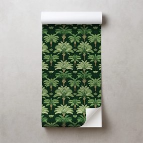 Самозалепващ тапет – Зелени палми на тъмен фон