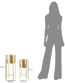 Комплект от 2 стойки за саксии в златисто, височина 52 cm Golvy - Mauro Ferretti