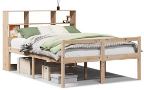 3322008 vidaXL Легло с етажерка за книги, без матрак, 140x190 см, бор масив