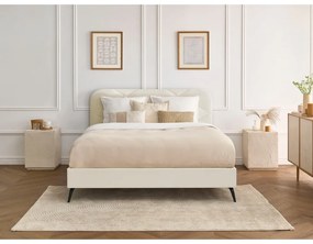Бежово тапицирано двойно легло с включена подматрачна рамка 160x200 cm Prune – Bobochic Paris