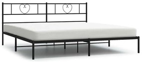 355468 vidaXL Метална рамка за легло с горна табла, черна, 183x213 см
