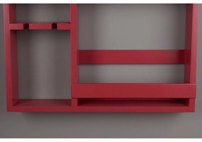 Червен стенен стелаж за вино от масивно каучуково дърво за 12 броя бутилки 80x120x10 cm Myron – Dutchbone