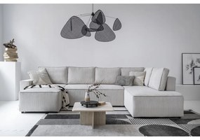 Бял разтегателен ъглов диван от рипсено кадифе (десен ъгъл/"U" форма) Brave Dave – Miuform