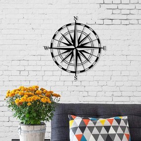 Метална стена изкуство Compass в черен цвят 45x2x45см.