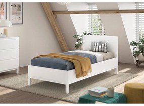 Бяло детско легло от масивен бор без ламелно дъно 90x200 cm Eva – Vipack