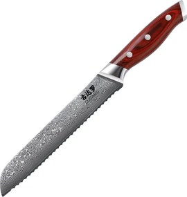 Gudaro-дамасков кухненски нож за хляб KENSHO 8", 67 слоя стомана, дължина 20 см