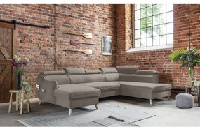 Светлокафяв кадифен U-образен ъглов диван (десен ъгъл) Sweet Harmony - Miuform