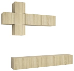 3079024 vidaXL Комплект ТВ шкафове от 7 части, дъб сонома, инженерно дърво